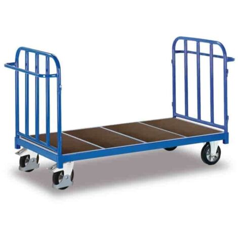 VARIOfit Doppel-Stirnwandwagen mit senkrechten Streben Elastikvollgummibereifung 1200kg Tragkraft 1305x880mm