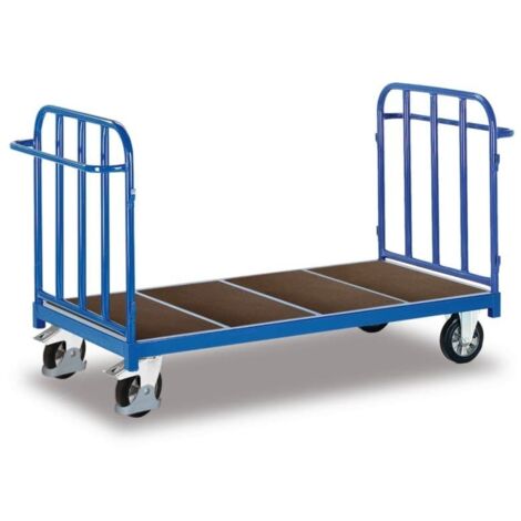 VARIOfit Doppel-Stirnwandwagen mit senkrechten Streben Elastikvollgummibereifung 1200kg Tragkraft 2005x880mm