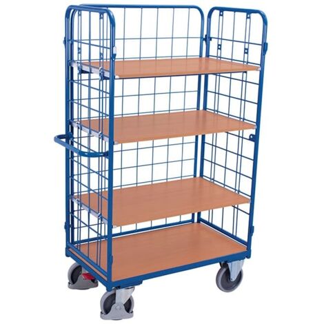 VARIOfit Dreiwandwagen, hoch und vergittert mit 4 Etagen 1000x700mm