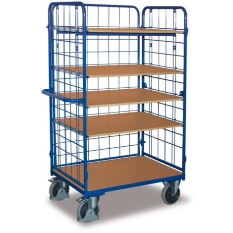 VARIOfit Dreiwandwagen, hoch und vergittert mit 5 Etagen 1000x600mm