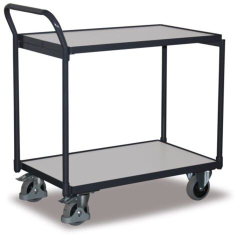 VARIOfit ESD Tischwagen mit gebogenem Schiebegriff und 2 Ladeflächen 835x490mm