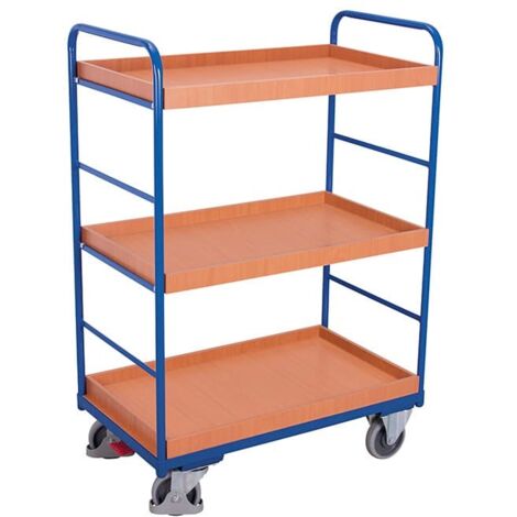 VARIOfit Etagenwagen, hoch mit 3 Ladeflächen, umrandet 965x655mm