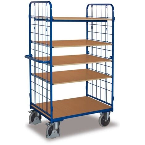 VARIOfit Etagenwagen, hoch, Stirnwände vergittert mit 5 Etagen 850x500mm