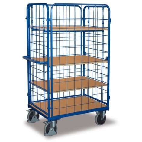 VARIOfit Etagenwagen, hoch und komplett vergittert mit 4 Etagen 850x500mm