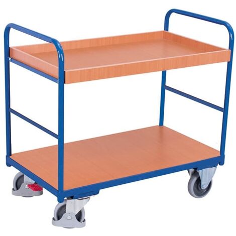VARIOfit Etagenwagen, niedrig mit 2 Ladeflächen, umrandet 965x555mm