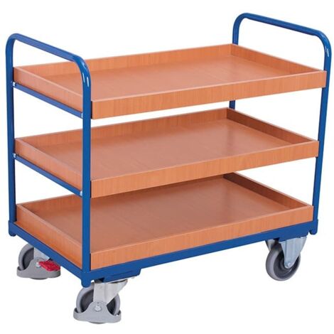 VARIOfit Etagenwagen, niedrig mit 3 Ladeflächen, umrandet 1165x755mm