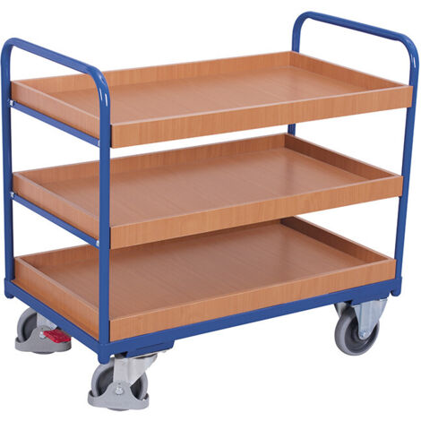 VARIOfit Etagenwagen, niedrig mit 3 Ladeflächen, umrandet 965x555mm