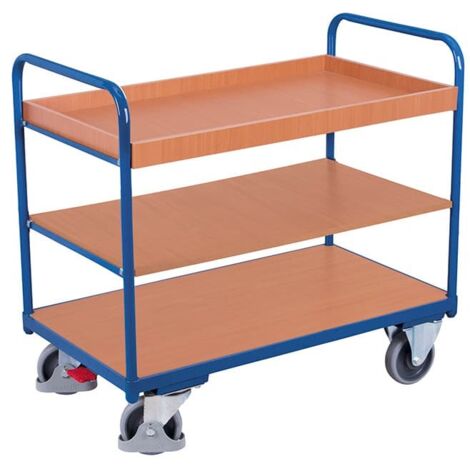 VARIOfit Etagenwagen, niedrig mit 3 Ladeflächen und Rand 1200x800mm