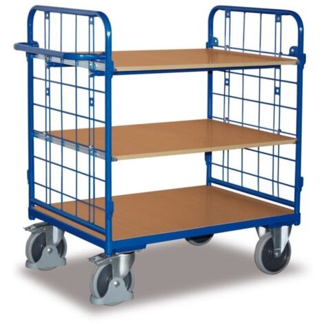 VARIOfit Etagenwagen, niedrig, Stirnwände vergittert mit 3 Etagen 850x500mm
