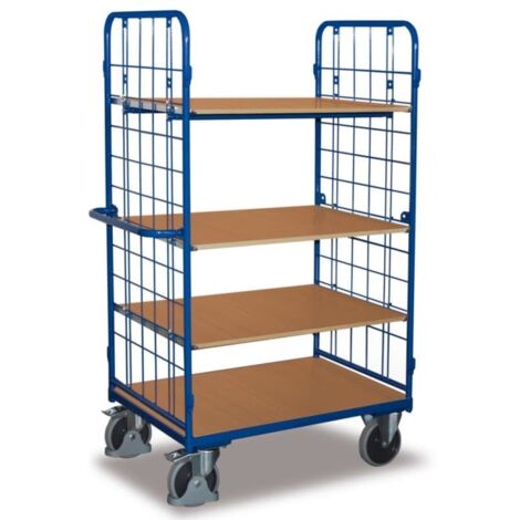 VARIOfit Etagenwagen, niedrig, Stirnwände vergittert mit 4 Etagen 850x500mm