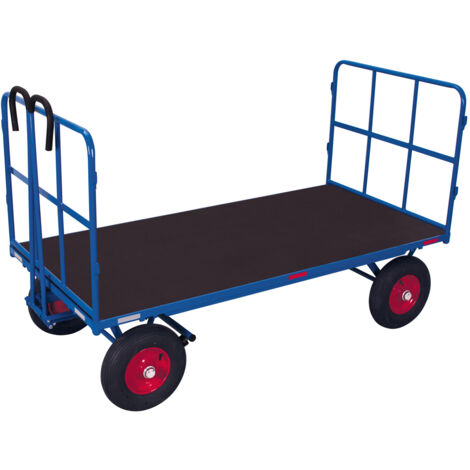 VARIOfit Handpritschenwagen mit 2 Rohrgitterwänden Luftbereifung 1.540 x 800 mm Traglast 1.000 kg