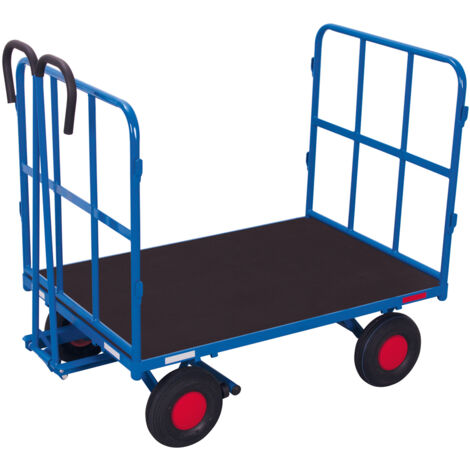 VARIOfit Handpritschenwagen mit 2 Rohrgitterwänden Luftbereifung 940 x 700 mm Traglast 700 kg