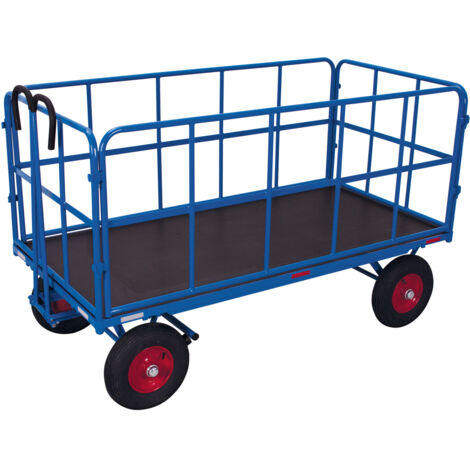 VARIOfit Handpritschenwagen mit 4 Rohrgitterwänden Luftbereifung 1.940 x 940 mm Traglast 1.000 kg