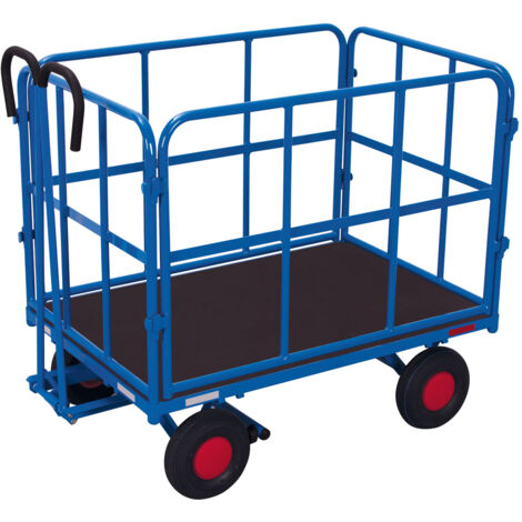 VARIOfit Handpritschenwagen mit 4 Rohrgitterwänden und Luftbereifung 1140x800mm
