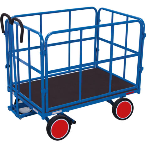 VARIOfit Handpritschenwagen mit 4 Rohrgitterwänden und Vollgummibereifung 940x700mm