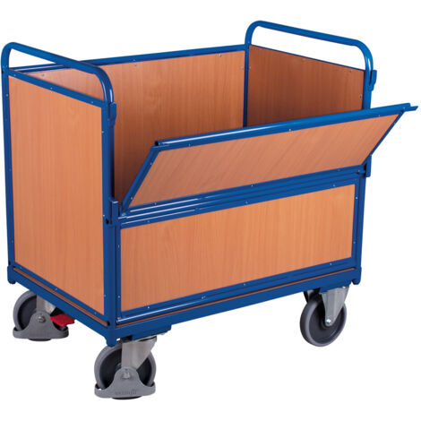 VARIOfit Holzkastenwagen mit halb abklappbarer Längswand 1200x750mm