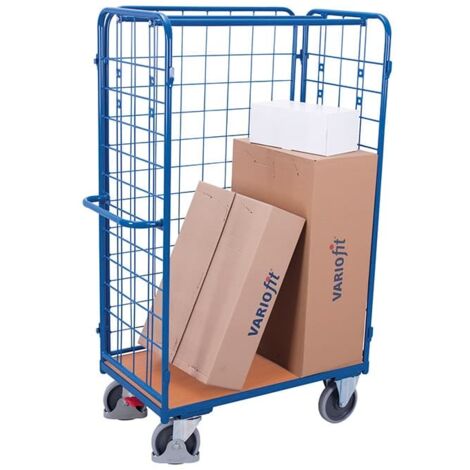 VARIOfit Paket-Dreiwandwagen, hoch, seitlich vergittert Ladefläche 1000x700mm