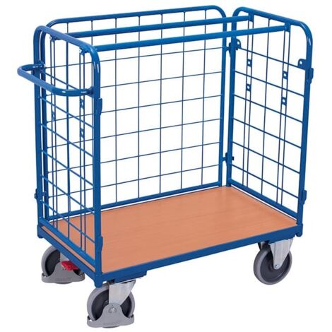 VARIOfit Paket-Dreiwandwagen, niedrig, seitlich vergittert Ladefläche 1000x600mm