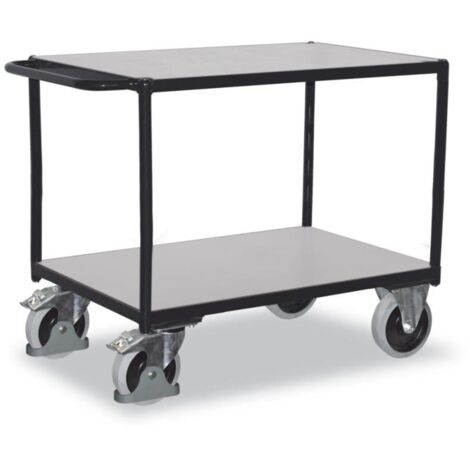 VARIOfit Schwerer ESD Tischwagen mit Schiebegriff und 2 Ladeflächen 1000x700mm