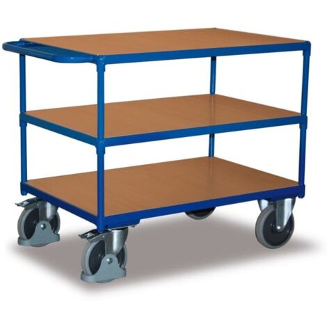 VARIOfit Schwerer Tischwagen mit Schiebegriff und 3 Ladeflächen 850x500mm