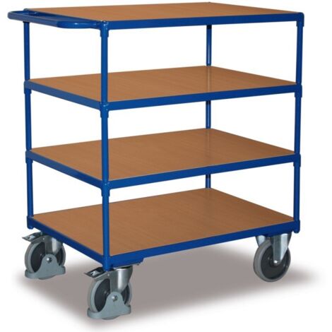 VARIOfit Schwerer Tischwagen mit Schiebegriff und 4 Ladeflächen 1200x800mm