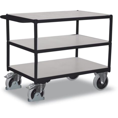 VARIOfit Schwerlast ESD Tischwagen mit Schiebegriff und 3 Ladeflächen 1195x800mm