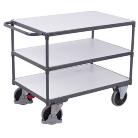 VARIOfit Schwerlast ESD Tischwagen mit Schiebegriff und 3 Ladeflächen 1595x800mm