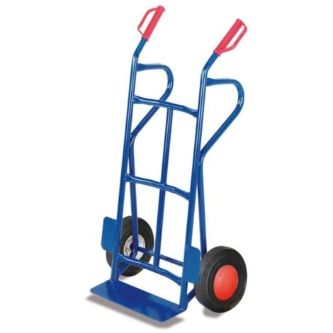 VARIOfit Stahlrohrkarren 250kg Traglast mit Rückwand Maße 620x470x1110mm Vollgummibereifung