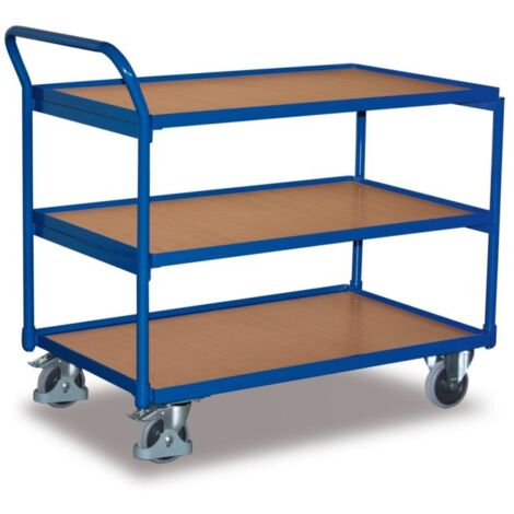 VARIOfit Tischwagen mit gebogenem Schiebegriff und 3 Ladeflächen 985x595mm