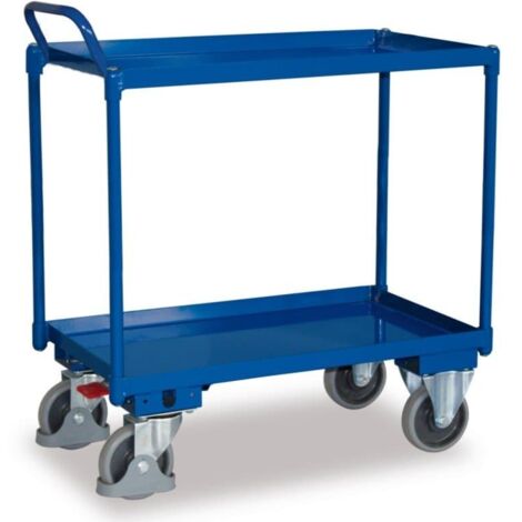 VARIOfit Tischwagen mit Wanne, gebogenem Schiebegriff und 2 Ladeflächen 995x695mm