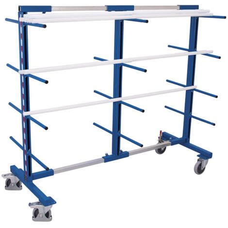 VARIOfit Tragarmwagen zweiseitig 840-3200mm breit Enzianblau RAL 5016