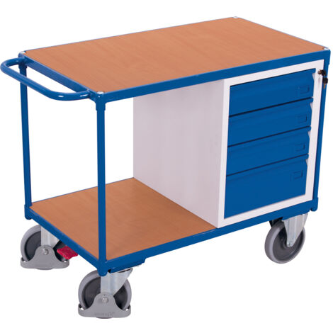 VARIOfit Werkstattwagen mit 2 Ladeflächen und 4 Schubladen Traglast 500 kg