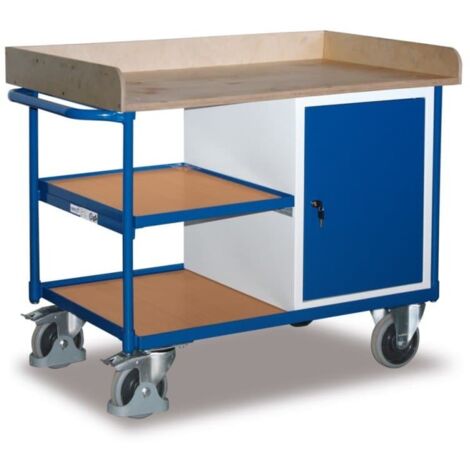 VARIOfit Werkstattwagen mit Schiebegriff, Schrank und 3 Ladeflächen bis 1125x630mm