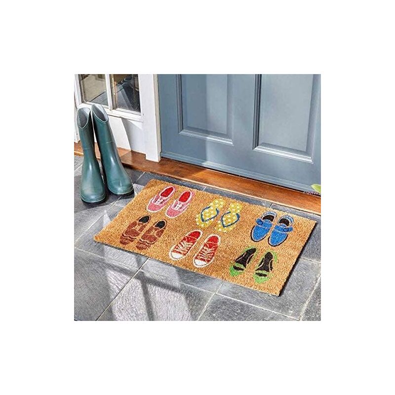 Marco Paul - Various Designs Decoir Doormat Door Mat Natural Look Mat Slip Resistant pvc Backing Safe Anti-Slip Indoor Outdoor Use (Shoe-aholic