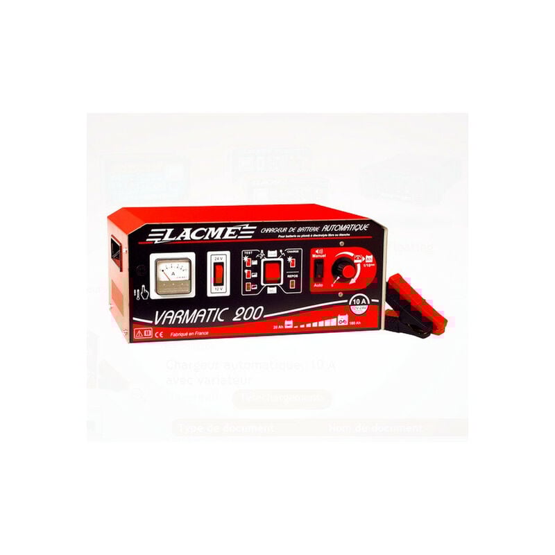 Chargeur batterie automatique avec variateur 10A 12V/24V - varmatic 200-2 - Lacme