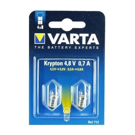 Lot de 2 ampoules pour lampe de poche Krypton 4,8V 0,70A - plusieurs modèles disponibles
