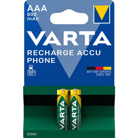 Varta Akku Recharge Accu Dect Telefon Micro AAA NiMH 800mAh (2er Blister)