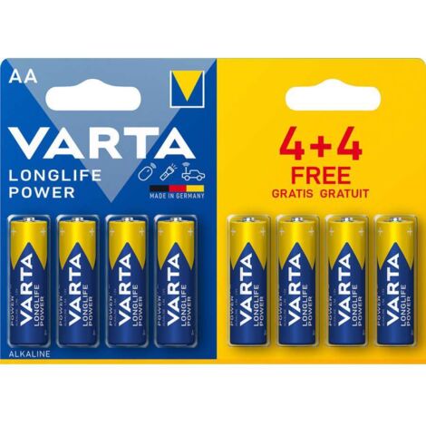 Varta Batterie Alcaline AAA 1,5V Longlife Power Pack 8 - Lunga Durata