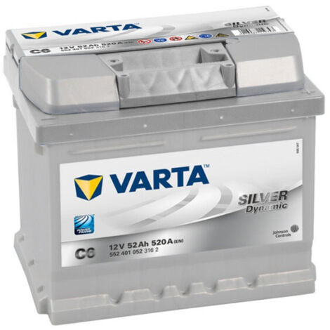 Varta – Batterie de voiture 12V 52Ah 520A – Plomb Calcium – Sans entretien – Dimensions 207x175x175mm – Non compatible Start Stop