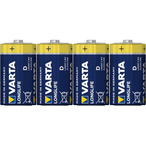 VARTA Batterie LONGLIFE Extra Mono/D/LR20 4er Folie, 1,5V