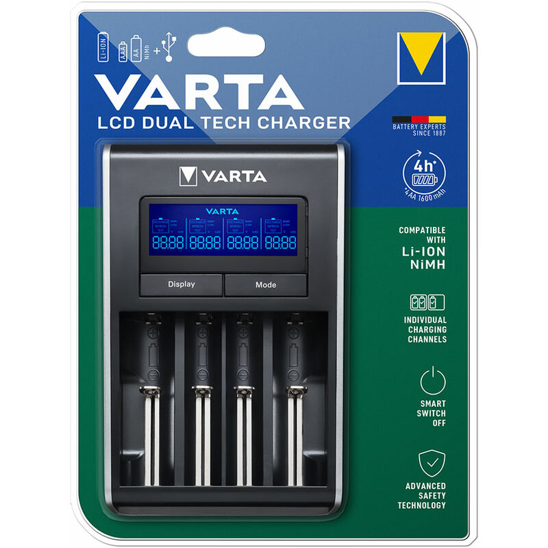 

VARTA Cargador varta lcd dual tech para pilas li-ion y ni-mh sin pilas 100/240v