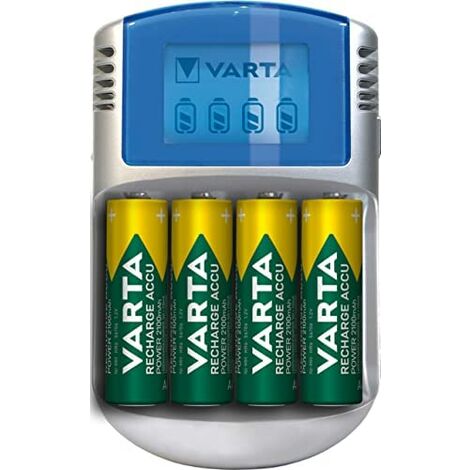 VARTA Caricabatterie, incl. 4X AA 2600mAh, caricatore per batterie ricaricabili AA/AAA, caricatore LCD, con cavo USB e adattatore 12V