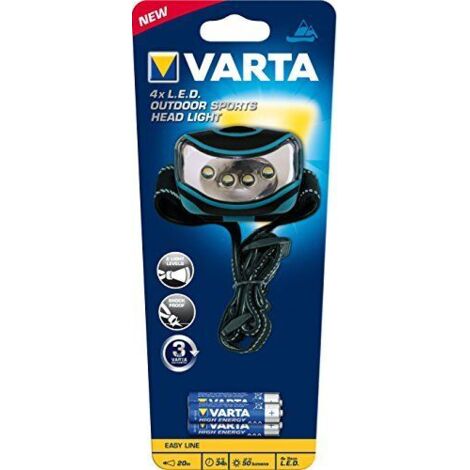 Varta - Lámpara Frontal outdoor 4 LED + 3 baterías AAA (LR03)