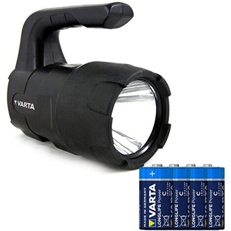 Varta – Lampe torche indestructible 6W – LED haute performance 400 lm – Étanche IP54 – Résistante aux chocs jusqu'à 4 m – Longueur 147 mm