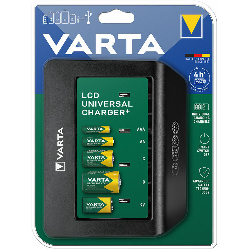 

Cargador lcd multi charger+sin pilas 1600ma 100/220v 4h universal - Varta