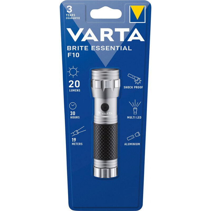 Varta - Brite Essential F10, lampe de poche argent/noir