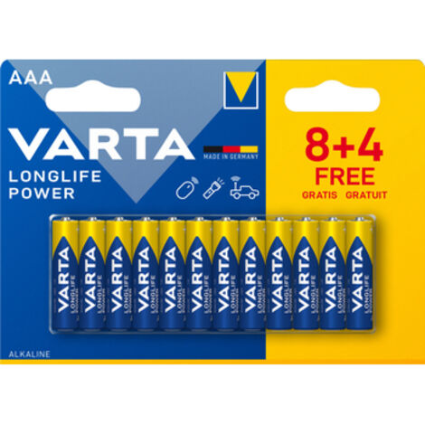 VARTA Longlife Power AAA Batterien 8Stk+4