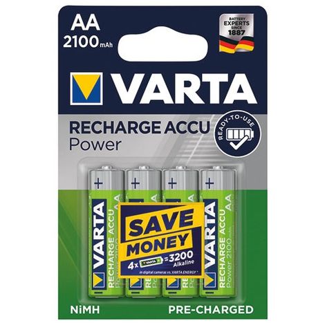 Pile rechargeable AA 1.2v 2100 mAh Nimh VARTA - préchargées - pack de 4 - 56706101404