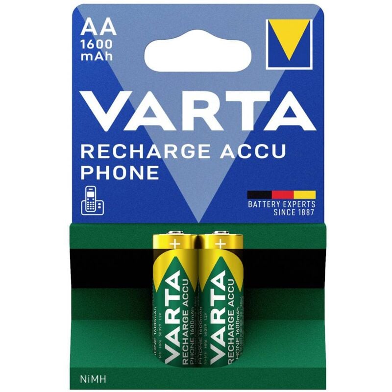 Pile rechargeable LR6 (aa) NiMH Varta RECH.AC.Phone AA1600mAh BLI2 1600 mAh 1.2 v 2 pc(s)