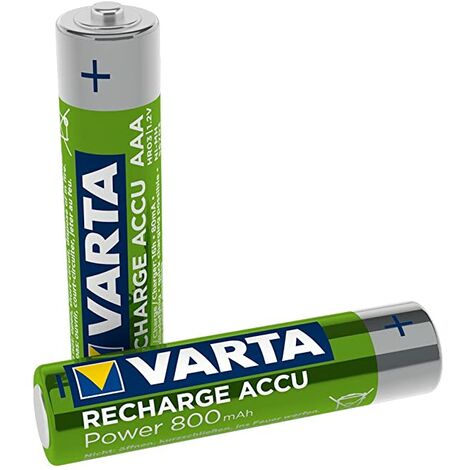 VARTA Pilas AAA, recargables, paquete de 2, Recharge Accu Phone, batería recargable, 800 mAh Ni-MH, listas para usar, aptas para teléfonos inalámbricos